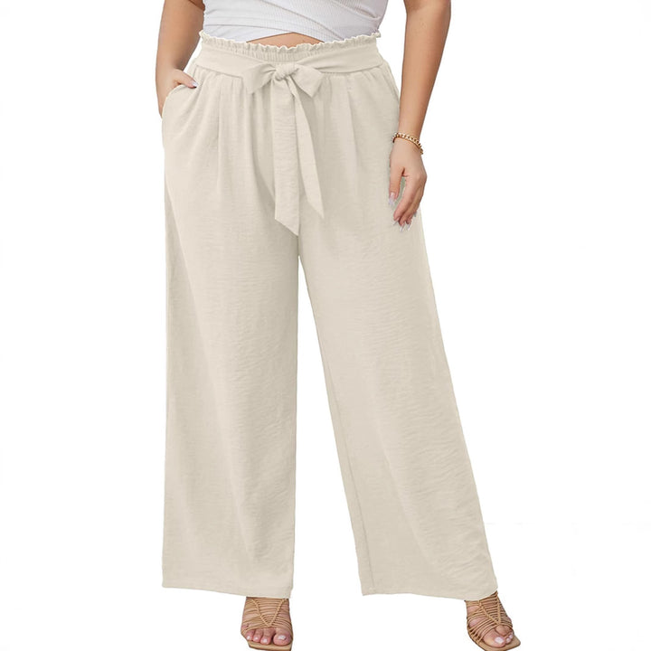 Women's Wide Culottes in Linen Look with Paperbag Waist, Tied Belt and Side Pockets Amarae