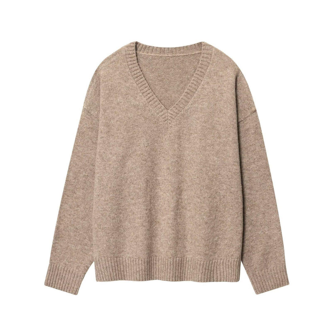 Knit sweater for women with V-neck and loose fit Lune London