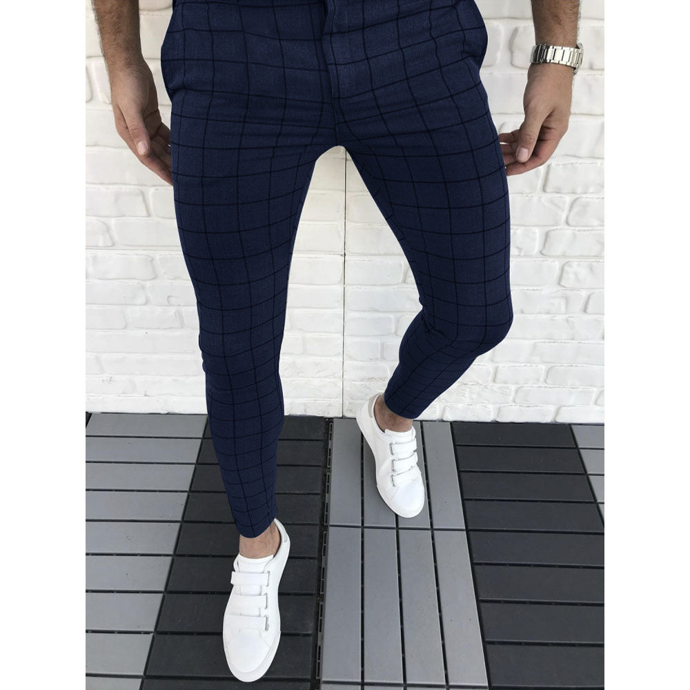 Men's Checkered Suit Pants In Slim Fit Style Lune London
