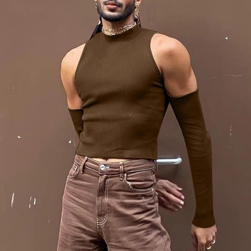 Men's sleeveless top with high collar in fashion and long sleeve design Lune London