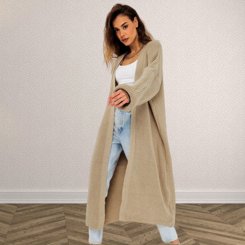 Long knitted cardigan for women with a relaxed fit and structured design Amarael