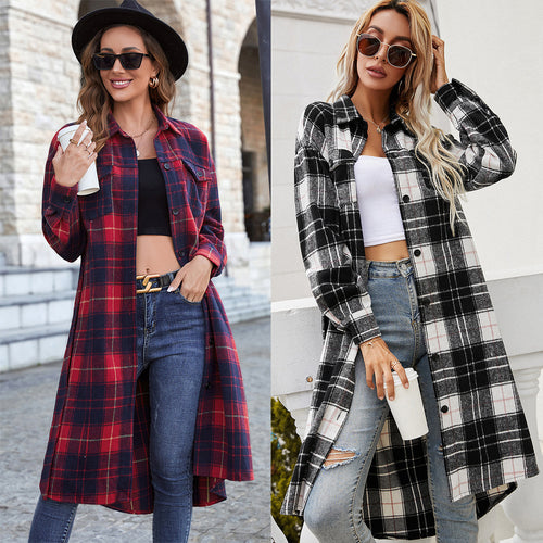 Amarae plaid flannel long sleeve shirt