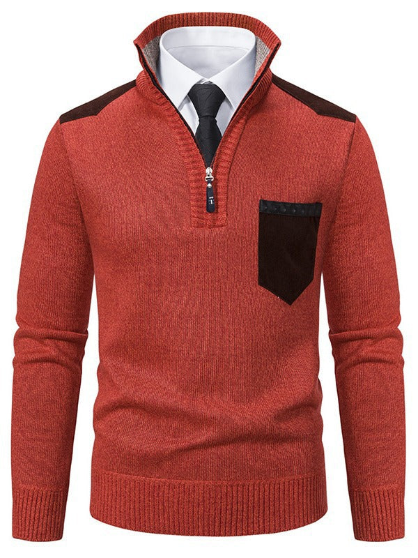 Fashionable men's pullover with short zipper and elegant details Lune London