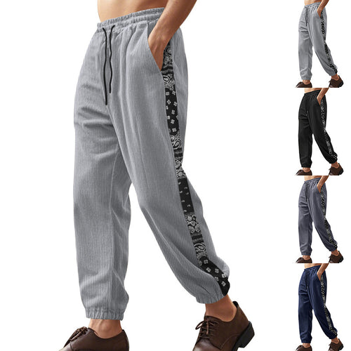 Men's leisure trousers with decorative side panels in bandana design Amarae