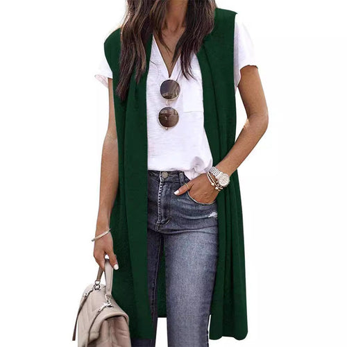 Women's Knitted Vest In A Casual Oversized Design with Open Fronts and Short Sleeve Length Amarae