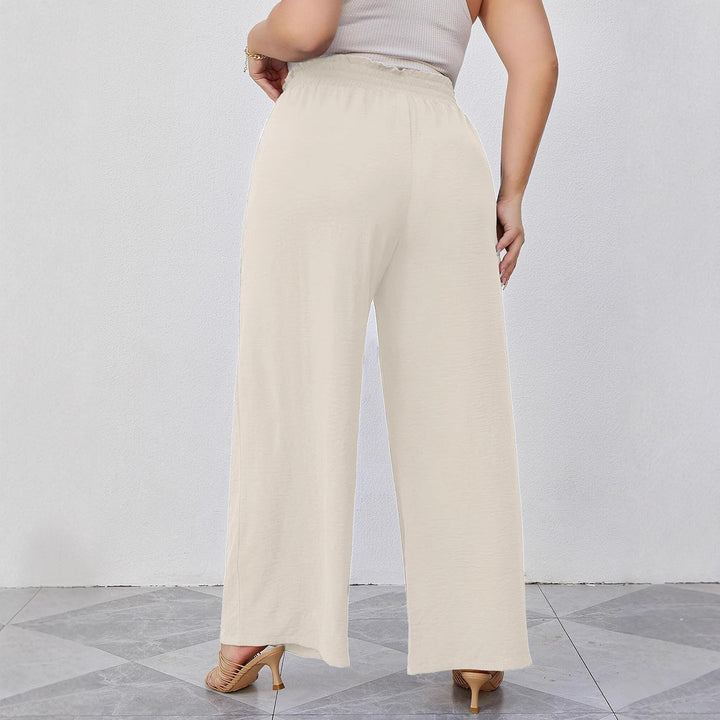 Women's Wide Culottes in Linen Look with Paperbag Waist, Tied Belt and Side Pockets Amarae