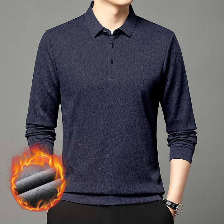 Men's long sleeve polo shirt with textured design and moisture-wicking fabric Lune London
