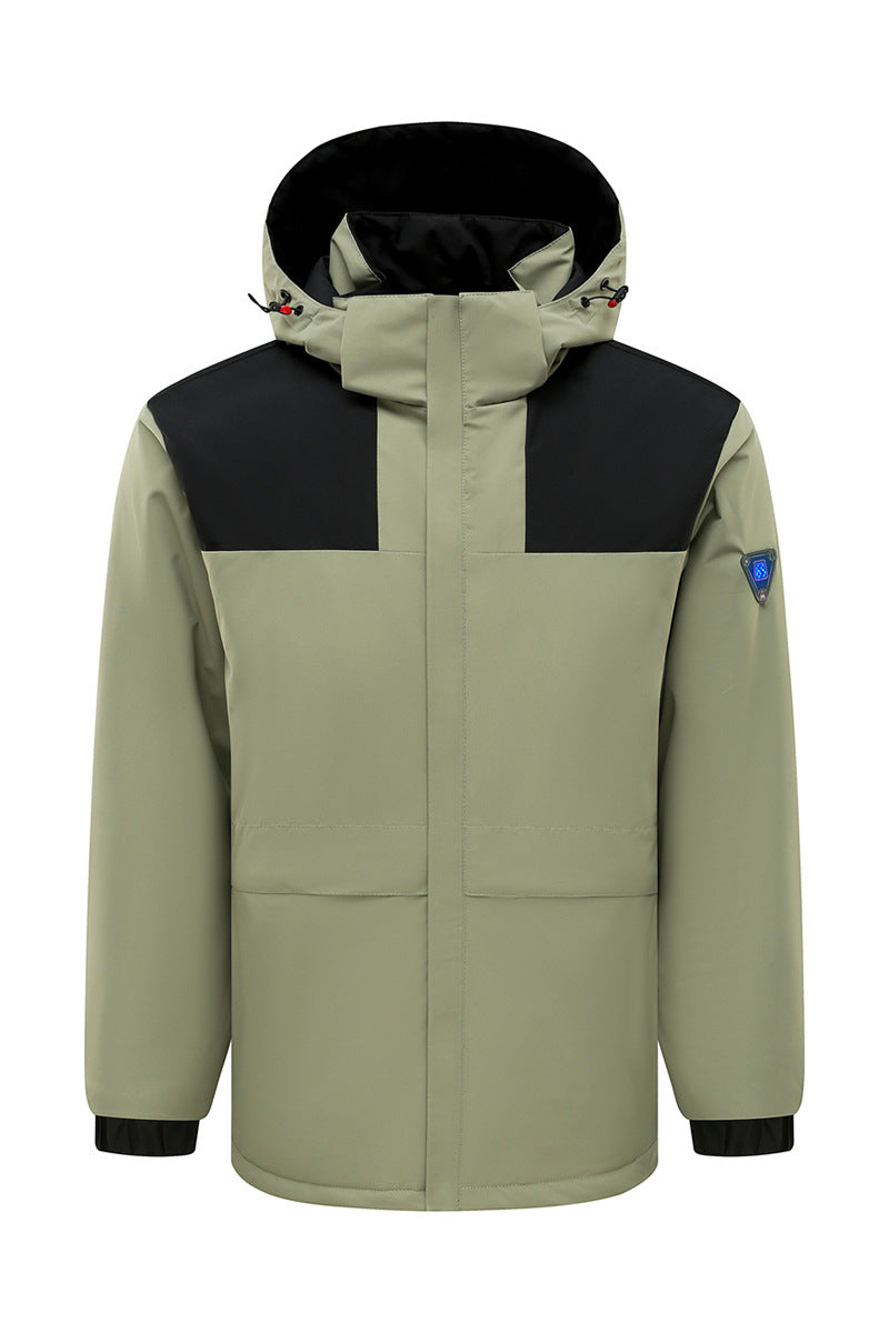 Herren Hochsichtbarer wattierter Winterparka mit Kapuze und winddichter Außenlage Drune