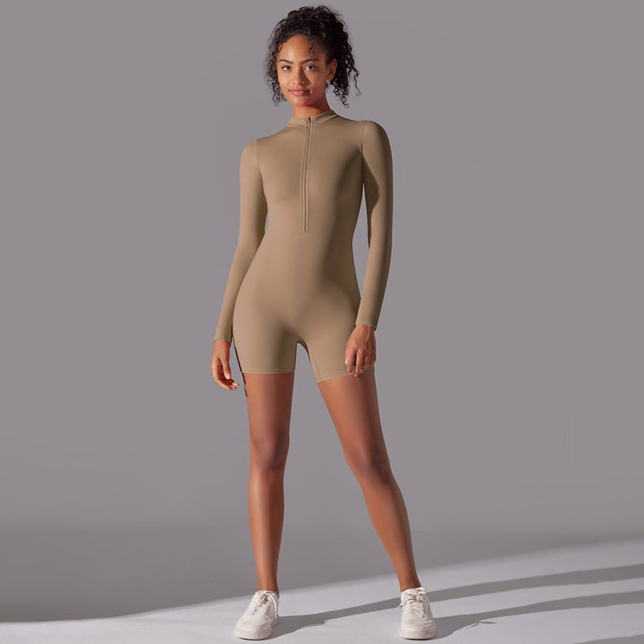 Women's Ribbed Beach Suit with Round Neckline and Zipper Lune London