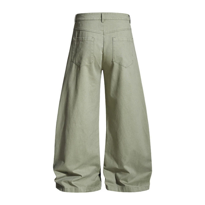 Women Wide Culotte Cargo Pants with High Waist and Metal Rivets, Low Crotch and Patch Pockets Amarae