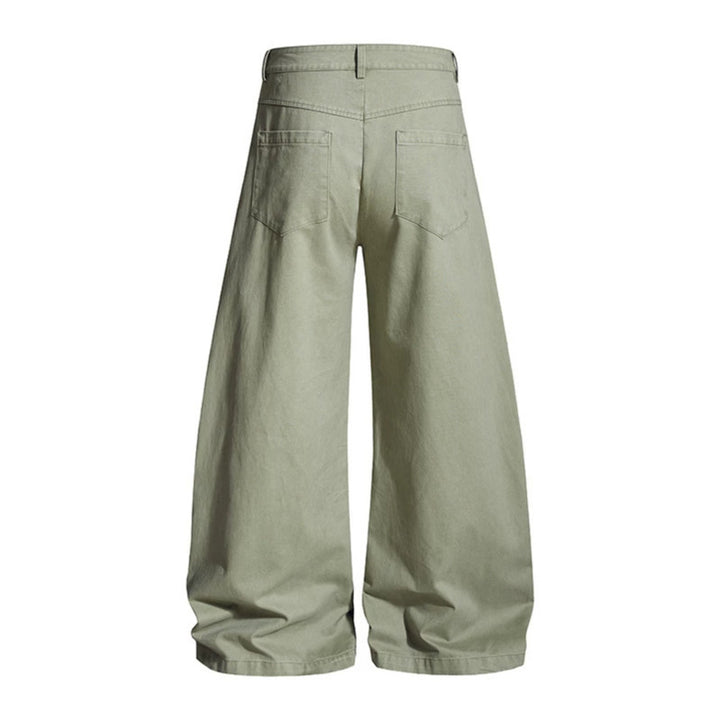 Women Wide Culotte Cargo Pants with High Waist and Metal Rivets, Low Crotch and Patch Pockets Amarae