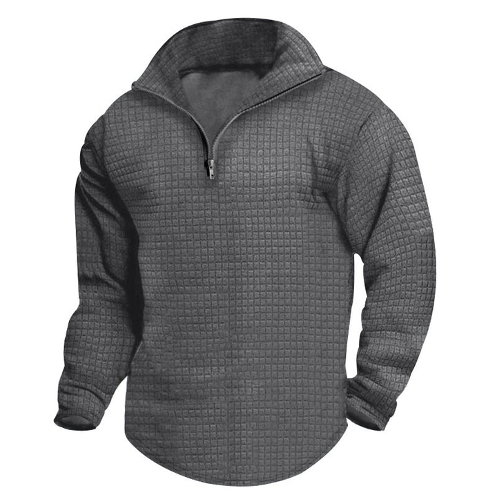 Pull en polyester à col montant pour homme, avec fermeture éclair pratique et design texturé Lune London