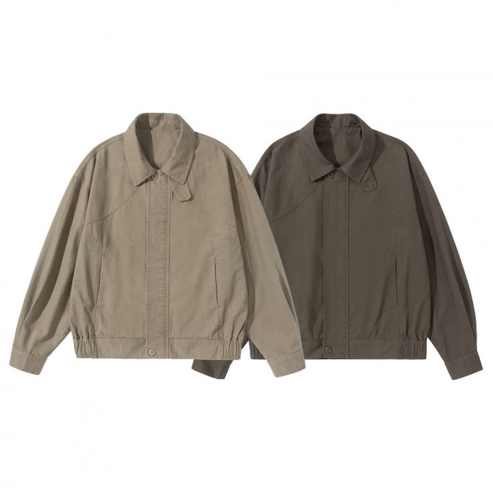 Men's Lightweight Boxy Field Jacket with Shirt Collar, Concealed Button Placket and Elastic Hem Amarae