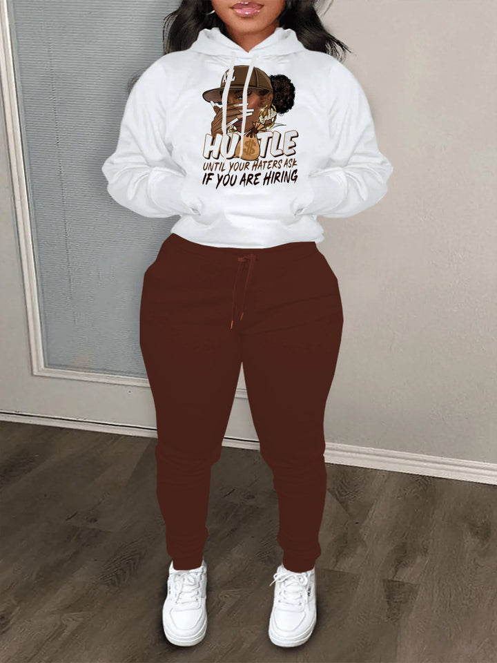 Women's hoodie and jogger pants set with motivational print Lune London