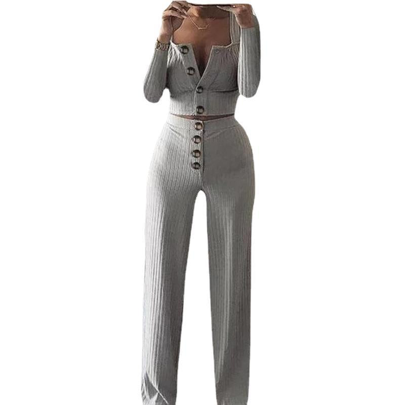 Knitted set for women with button placket and loose fit Lune London