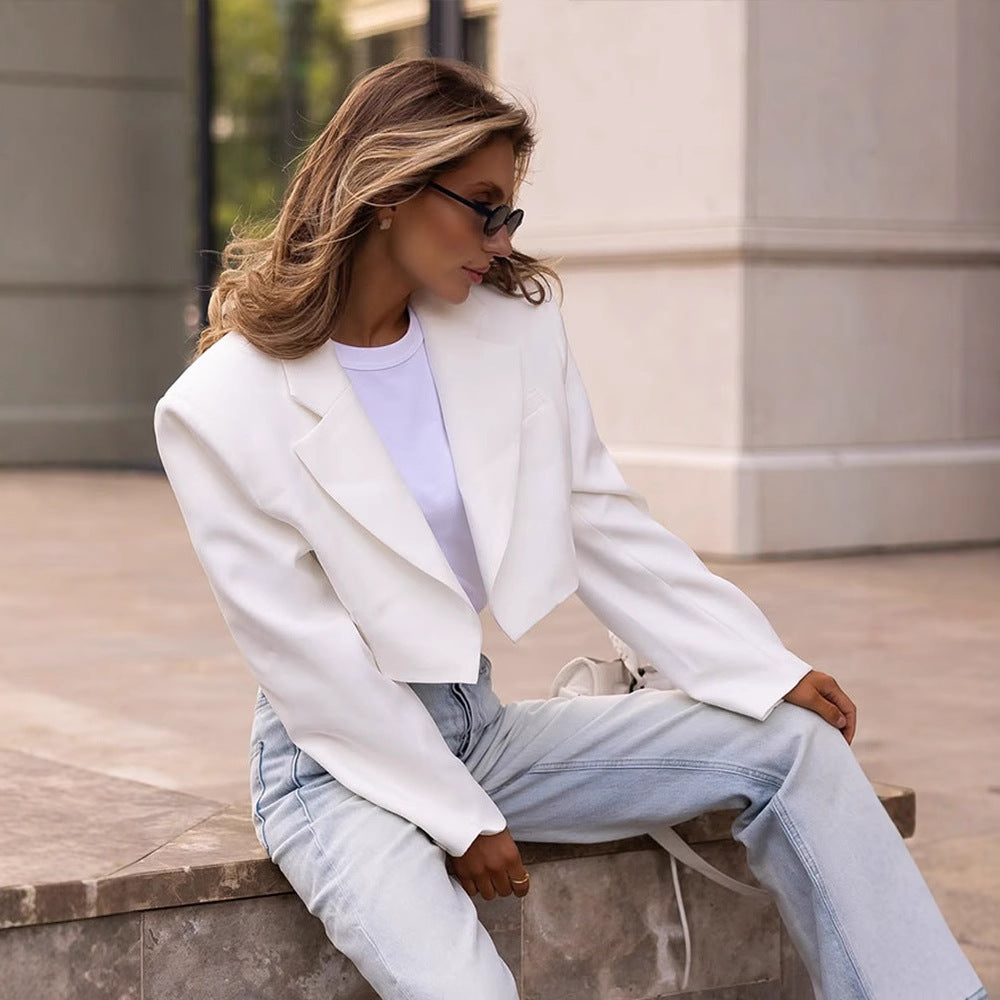 Women's Short Blazer and Maxi Skirt Two-Piece Set in Flowing Satin with Tailored Waist Amarae
