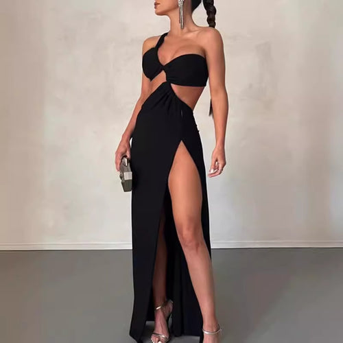 Robe Maxi Couture Femme avec Design Asymétrique et Drapé Élégant Chic & Stil