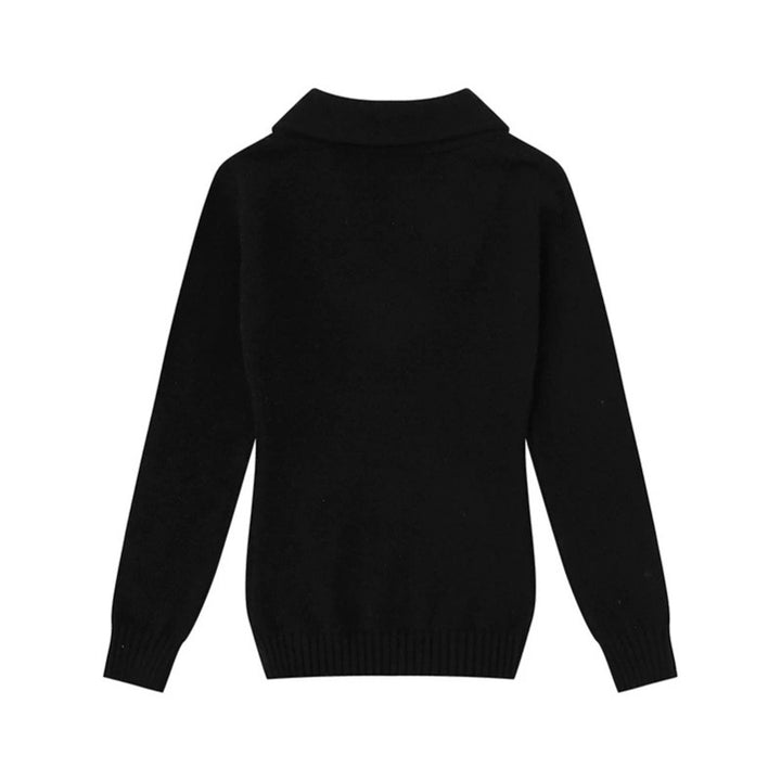 Women’s fine knit pullover with shawl collar, V-neck and decorative buttons Amarae