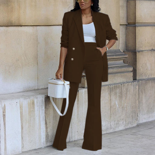Elegant blazer set for women with wide legs and belt at the waist Amarae