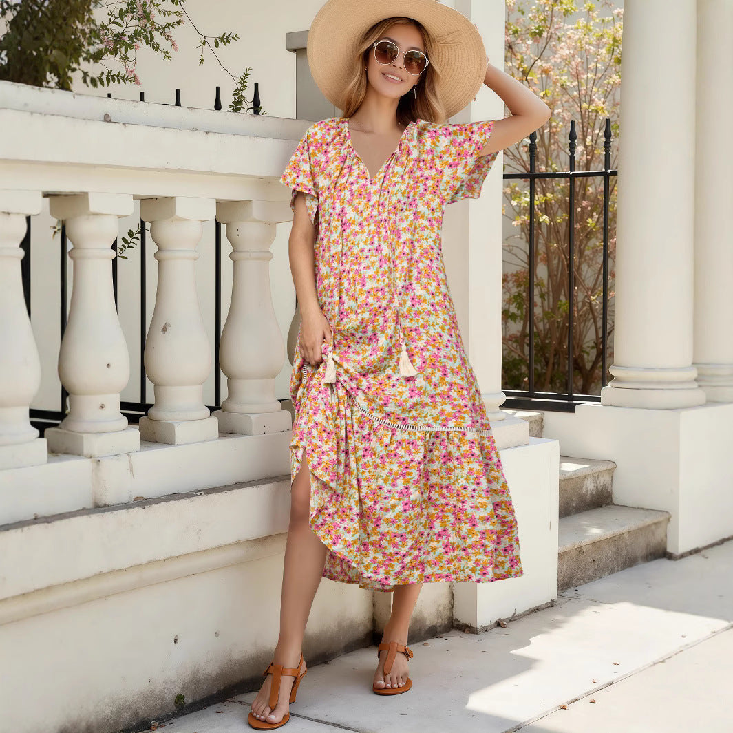 Lune London Floral Bohemian Maxi Dress for Women