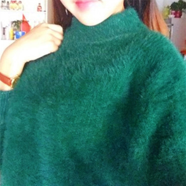 Mohair sweater for women with turtleneck, puff sleeves, and textured design Lune London