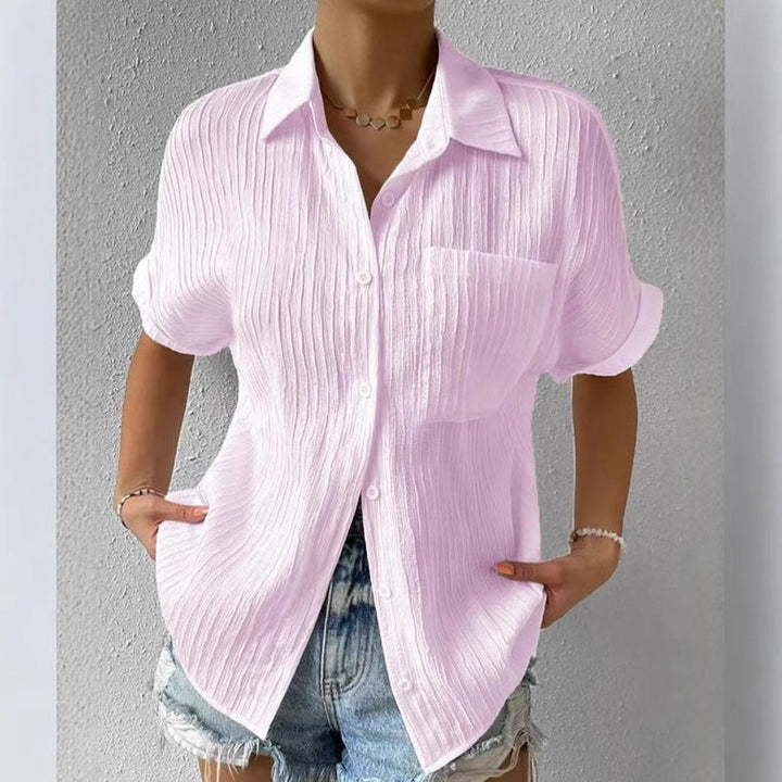 Women's Short Sleeve Shirt Blouse with Structured Material Amarae