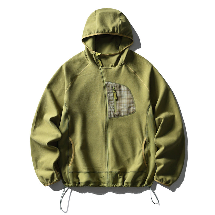Unisex Lightweight Tech-Fleece Hoodie Jacket with Front Zip, Chest Zip Pocket and Drawstring Hem Amarae