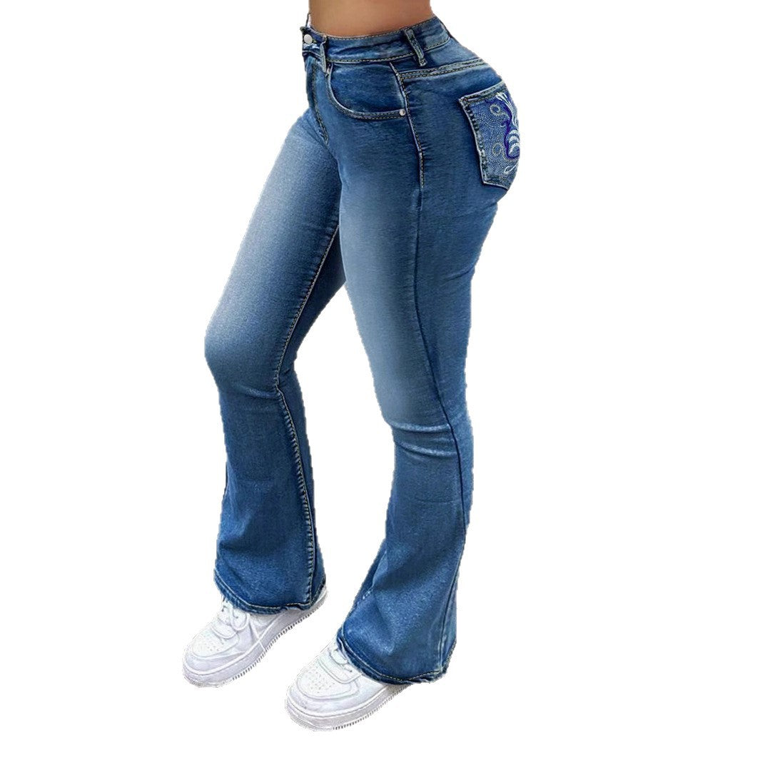 Women High-waisted Shaping Bootcut Jeans with Light Used Wash Amarae