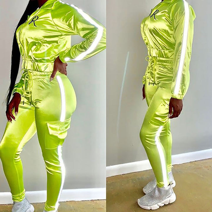 Women's sporty tracksuit set with cropped jacket and jogger pants Lune London