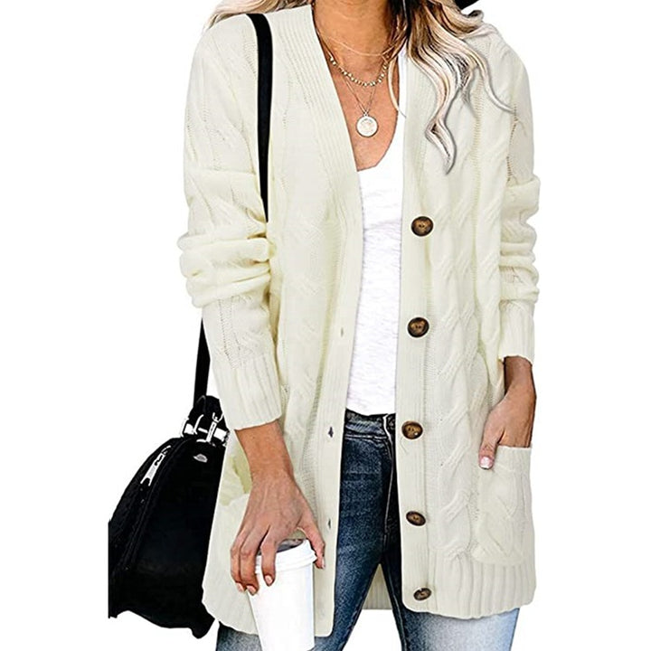 Thick knit jacket for women with large buttons and deep pockets Lune Londonl