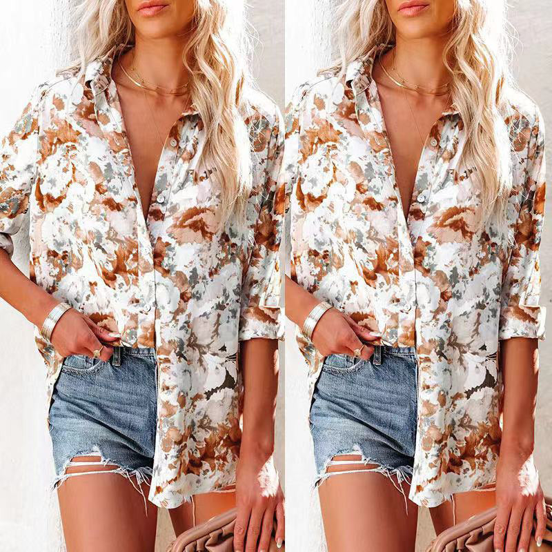 Ladies Lightweight Floral Button Shirt Lune London