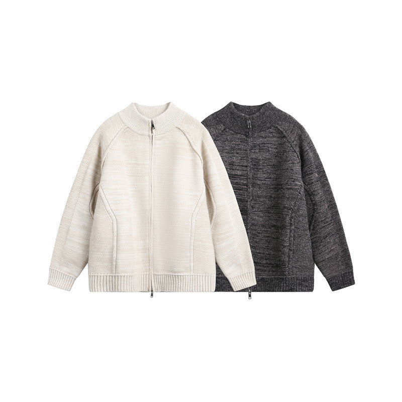 Unisex Knit Zip Jacket with Stand-up Collar, Raglan Sleeves and Ribbed Cuffs Amarae