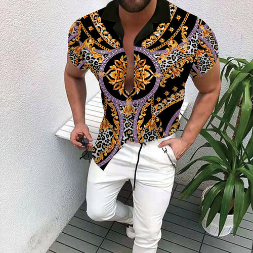 Men's Luxury Printed Polo Shirt Short Sleeve Amarae