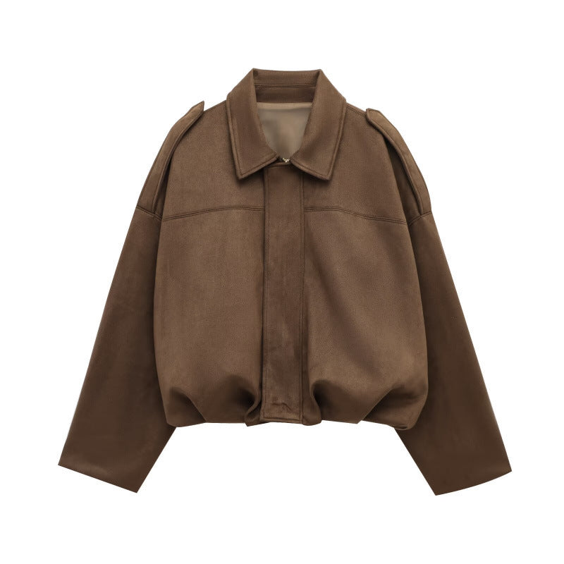 Trendy oversized jacket for women in soft faux leather with chic and stylish decorative details