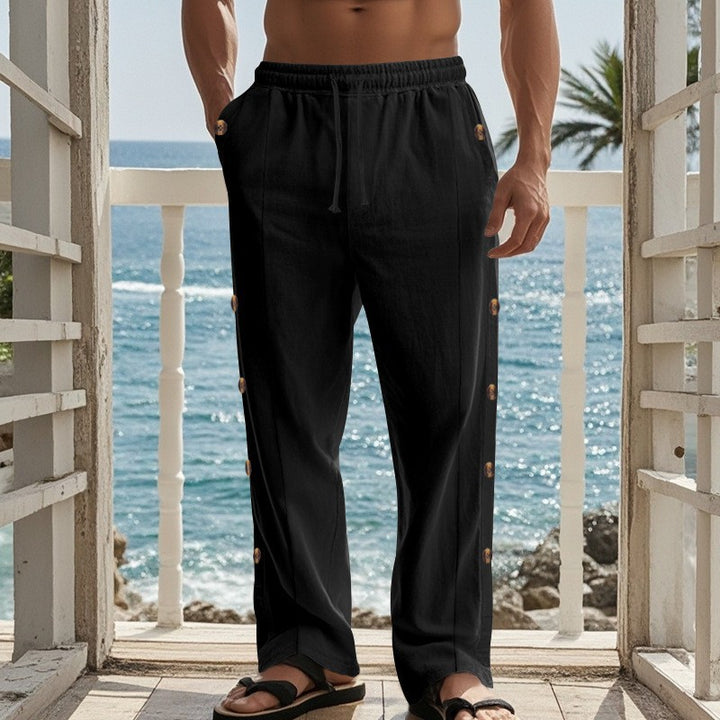 Casual beach pants for men with practical snap buttons and an elastic waistband Lune London