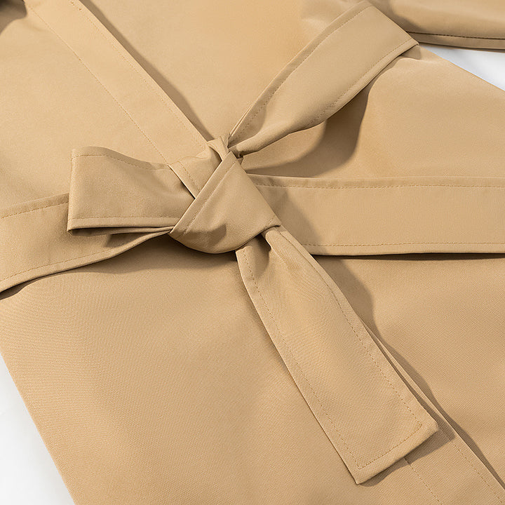 Women's trench coat with oversized sailor collar, waist belt, and concealed button placket Amarae