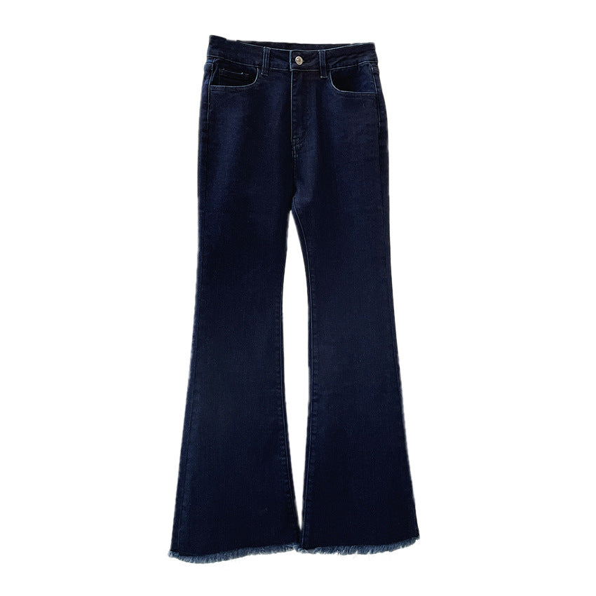 Ladies High-Waist Flared Jeans with Light Bootcut and Frayed Hem Amarae