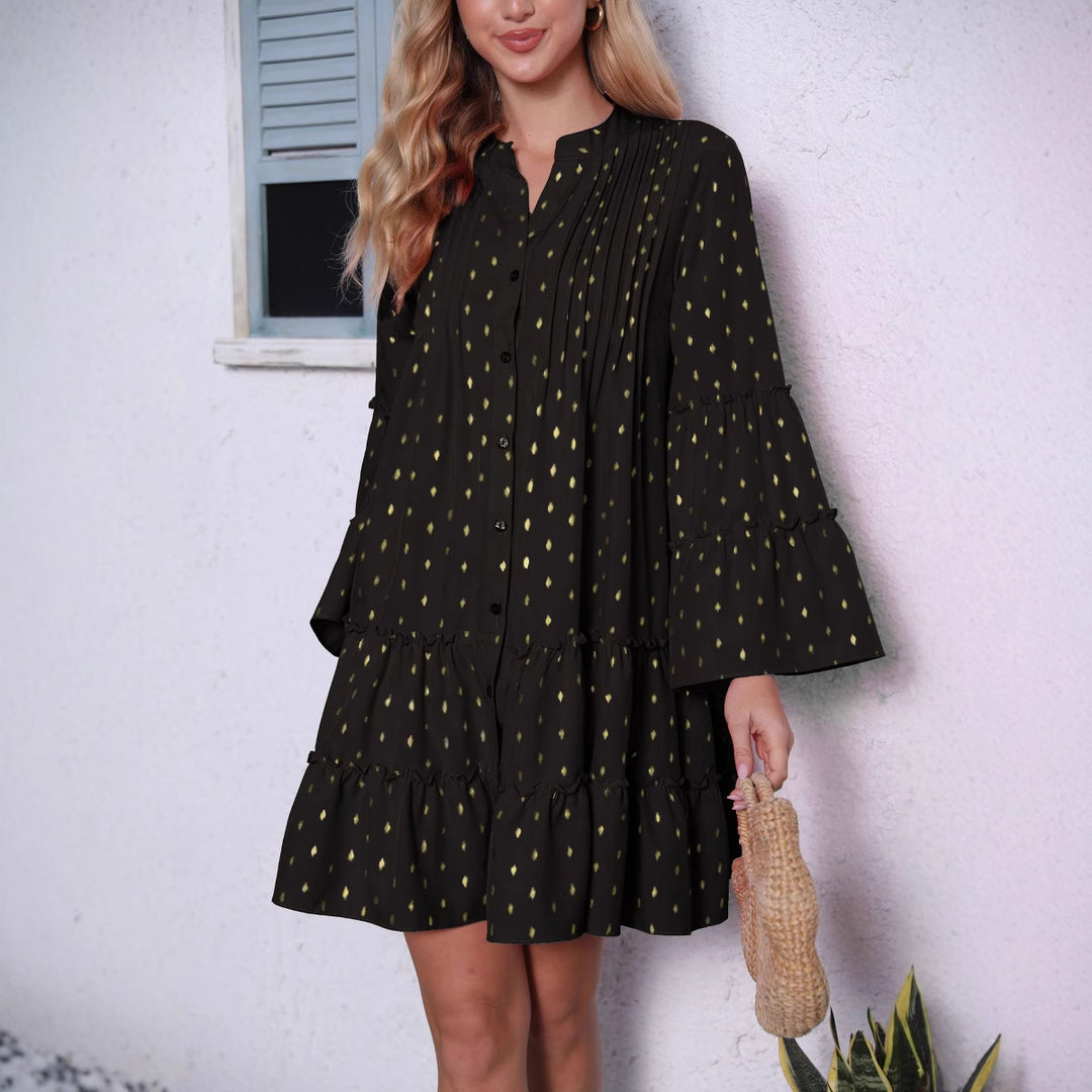 Casual shirt dress for women with ruffled details and button placket Lune London