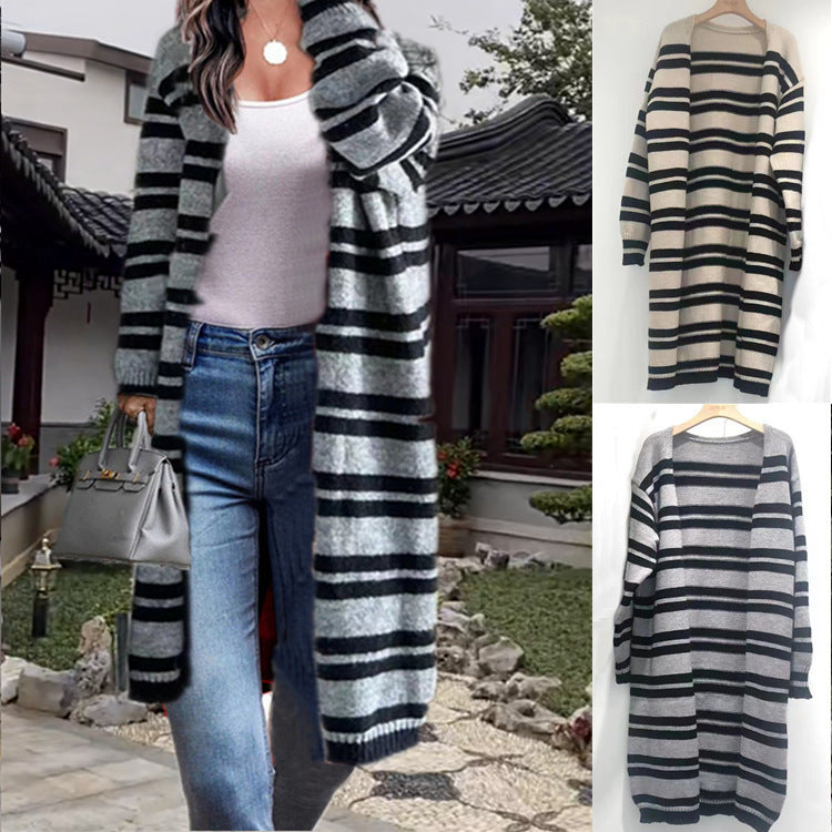 Ladies casual cardigan with chic and stylish striped design