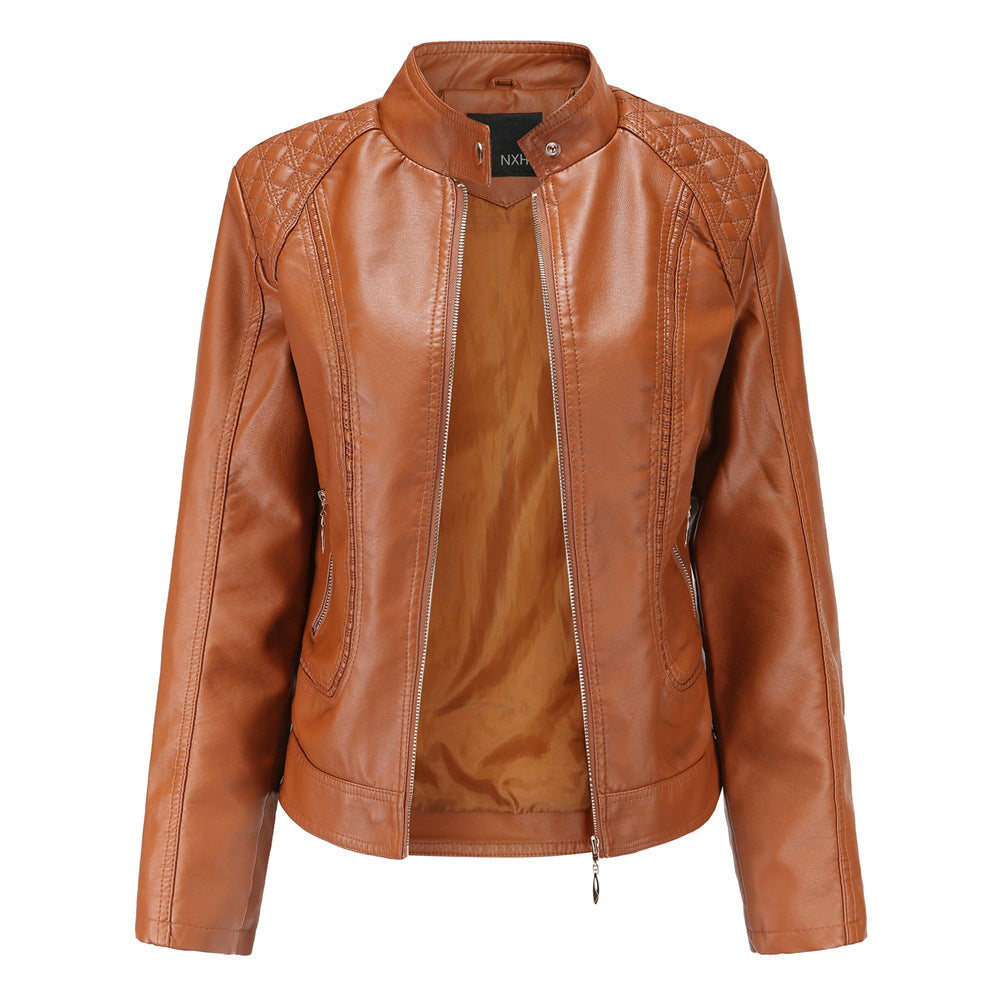 Women's faux leather jacket with trendy stitching details Lune London