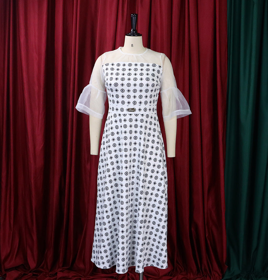Floral dress for women with transparent sleeves Lune London