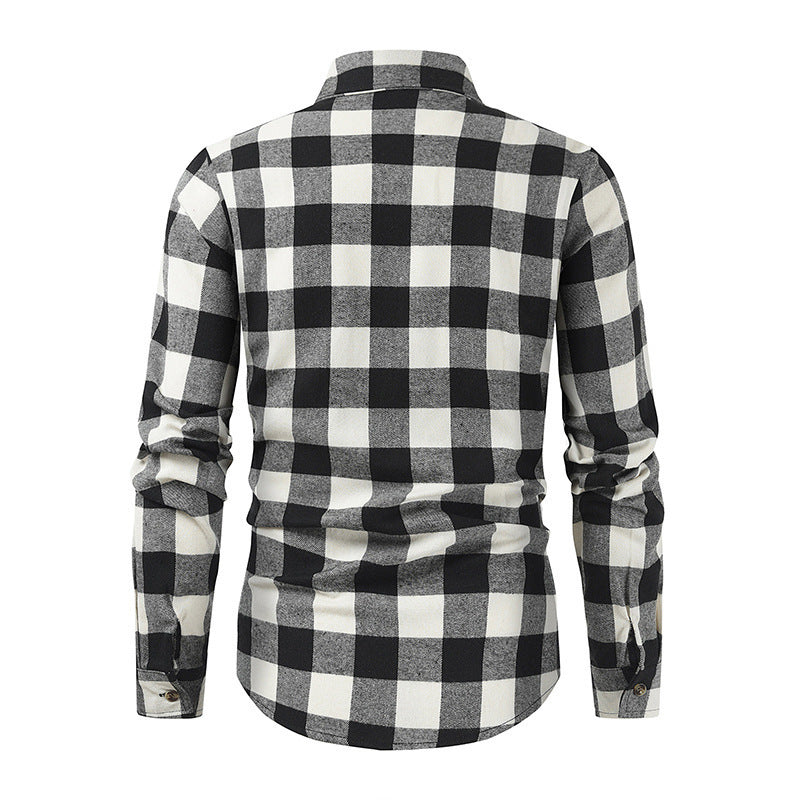 Classic flannel shirts for men with plaid pattern and practical chest pockets Lune London