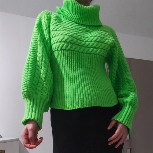 Chunky knit turtleneck sweater for women Amarae