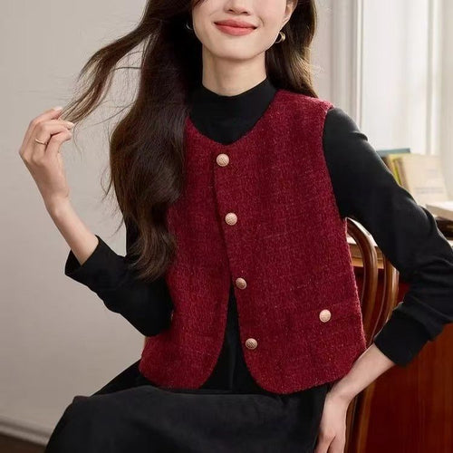 Gilet en tricot pour femmes avec détails de bouton Chic & Stil