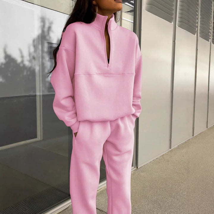 Women's Comfort Sweat Set with Half-Zip Stand-Up Collar and Relax Jogger Amarae