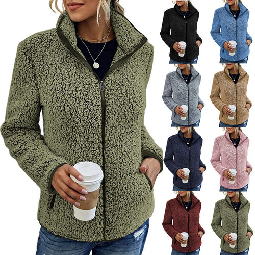 Soft fleece jacket for women with a high collar and side pockets Amarae
