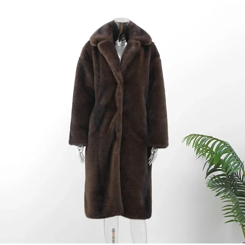 Women Elegant Faux Fur Coat with Soft Lining Lune London