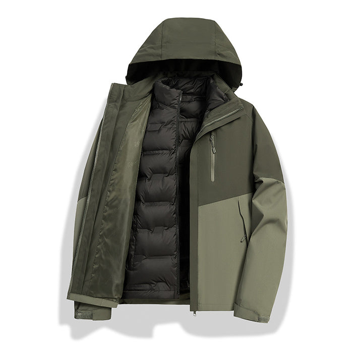 Men's two-in-one weather protection jacket with detachable quilted inner lining, hood, and waterproof membrane Amarae