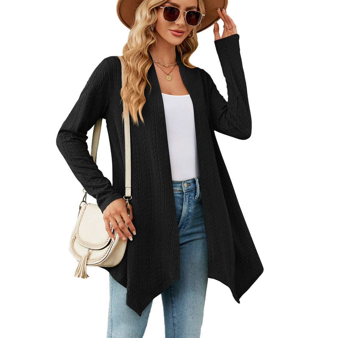 Ladies knitted vest with structured waffle pattern and open front Lune London