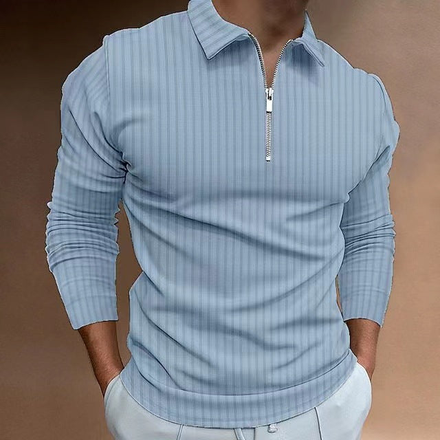 Men's long sleeve polo with trendy zip closure Lune London